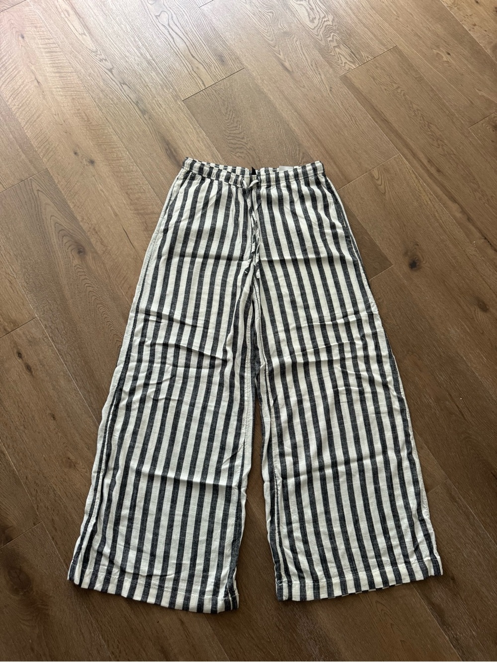 Striped Black and White Wide-Leg Pants